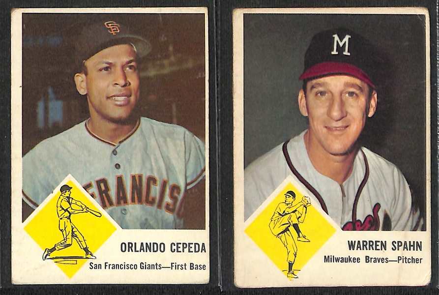 Lot of Approx (300) 1954-1956 Bowman & Topps Baseball Cards & (35) 1963 Fleer Baseball Cards w. 1963 Fleer Willie Mays