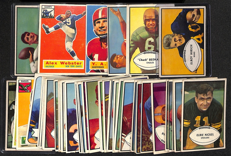  Lot of (50+) 1953-1956 Topps Football Cards w. 1953 Topps Elroy Hirsch & 1956 Topps YA Tittle