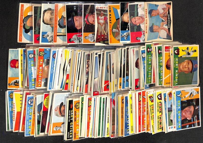 Lot of Approx (200) 1960 Topps Baseball Cards w. Jim Kaat Rookie Card