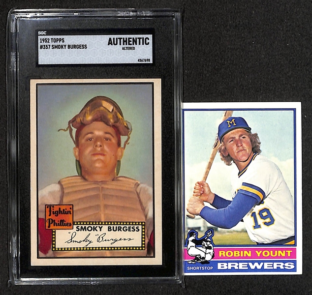  Lot of Approx (100) 1952-1983 Topps Baseball Cards w. 1952 Topps Smoky Burgess SGC Auth & 1966 Pete Rose