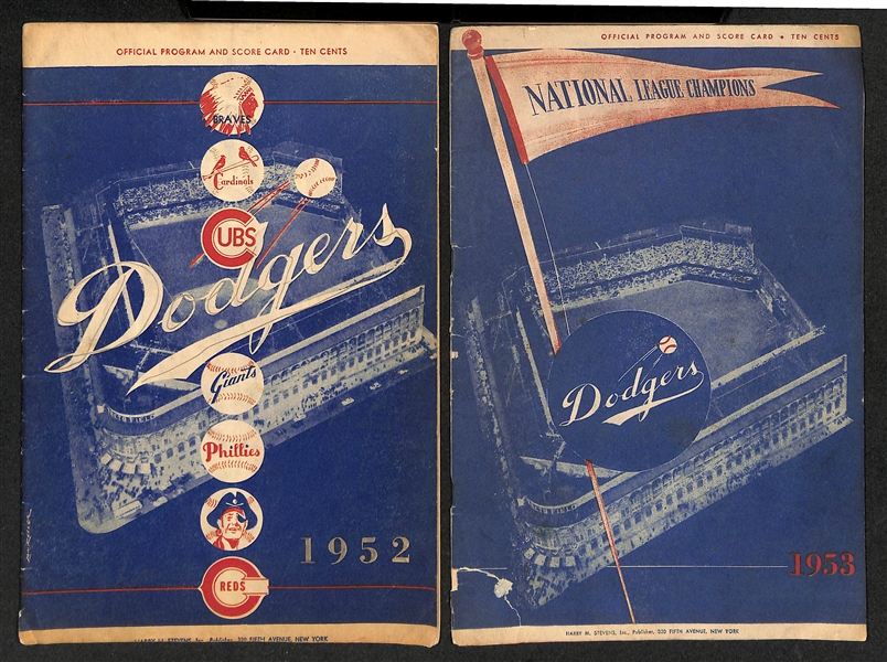  Lot of (9) 1952-1957 Dodgers Scorecards & Yearbooks and 1964 & 1967 Mets Yearbooks