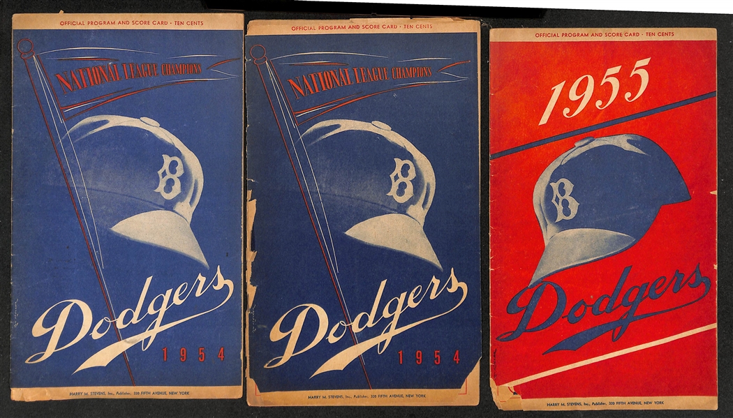  Lot of (9) 1952-1957 Dodgers Scorecards & Yearbooks and 1964 & 1967 Mets Yearbooks