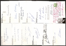 Lot of (13) Signed Basketball Hall of Famer Index Cards inc. Cat Thompson, John Wooden, Eddie Hickey, Bob Davies, + (Beckett BAS Reviewed)