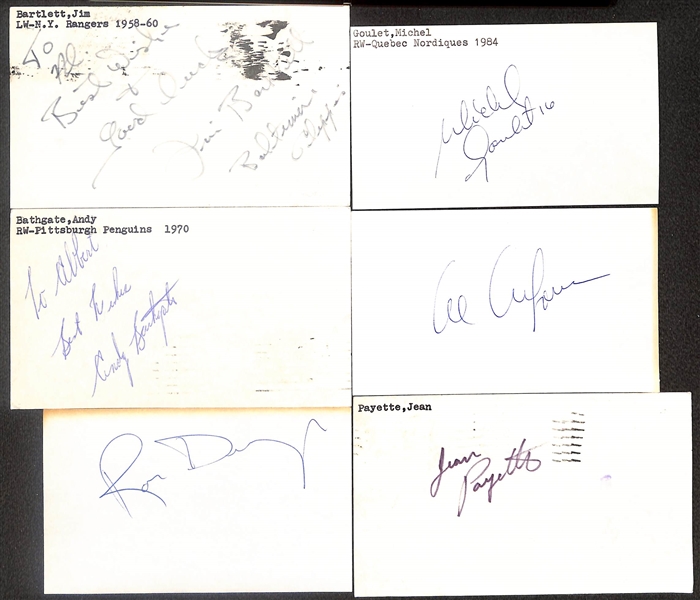 Lot of (400+) Signed Hockey Index Cards inc. Don Cherry, Dave Taylor, Bob Clarke, Chris Osgood, Rob Niedermayer, + (Beckett BAS Reviewed)