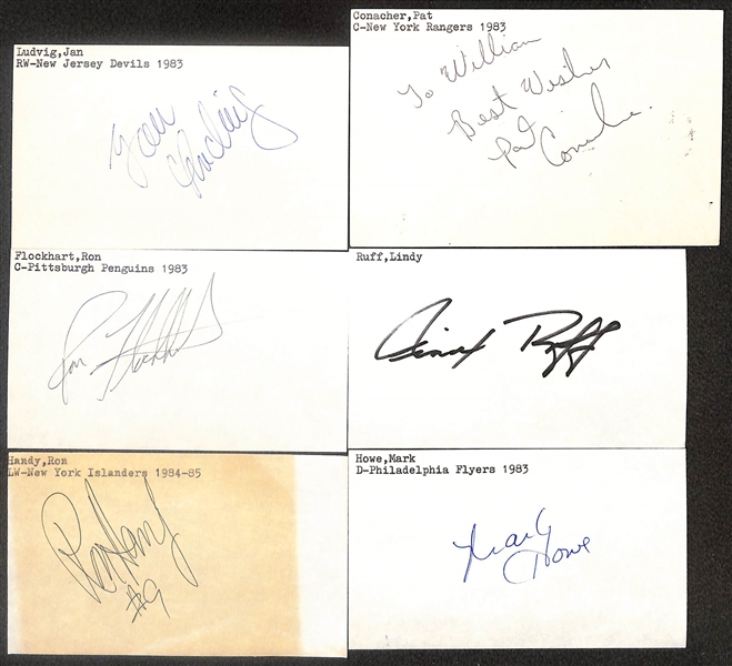 Lot of (400+) Signed Hockey Index Cards inc. Don Cherry, Dave Taylor, Bob Clarke, Chris Osgood, Rob Niedermayer, + (Beckett BAS Reviewed)