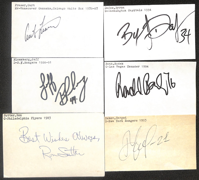 Lot of (400+) Signed Hockey Index Cards inc. Don Cherry, Dave Taylor, Bob Clarke, Chris Osgood, Rob Niedermayer, + (Beckett BAS Reviewed)