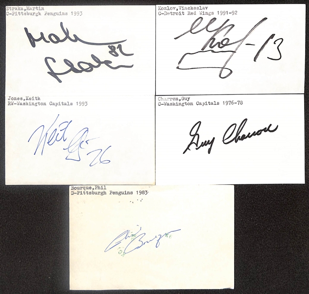 Lot of (400+) Signed Hockey Index Cards inc. Don Cherry, Dave Taylor, Bob Clarke, Chris Osgood, Rob Niedermayer, + (Beckett BAS Reviewed)