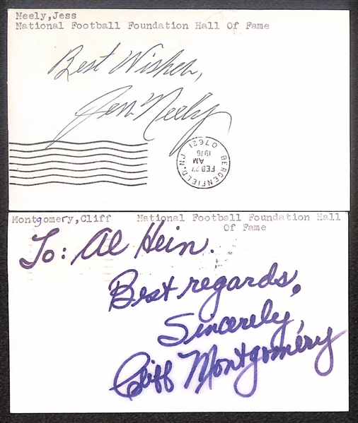 Lot of (10) Signed Football Index Cards w/ Many College Football Hall of Famers inc. Donn Moomaw, Robert Wilson, G Herbert McCracken, + (Beckett BAS Reviewed)