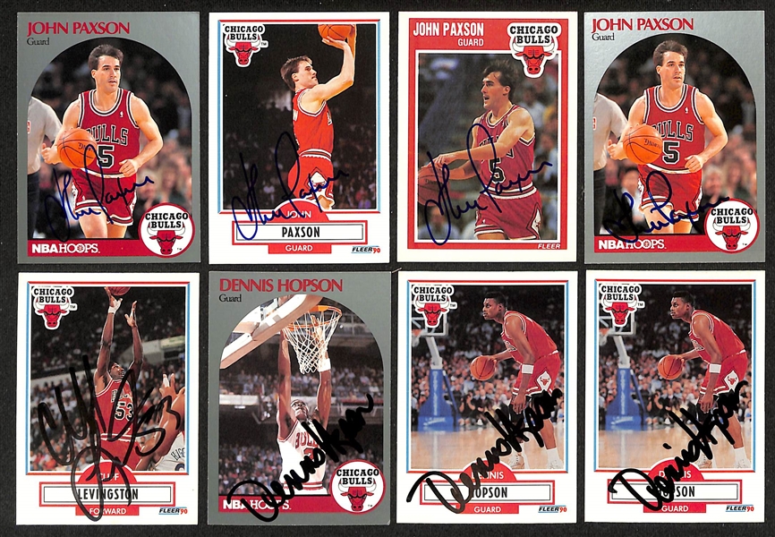 Lot of (39) Signed Jordan Era Bulls Cards- (7) Steve Kerr, Bill Wennington, (10) Dave Corzine, (10) John Paxson, Cliff Levingston, (3) Dennis Hopson, (4) Bill Cartwright, (3) Craig Hodges (Beckett...