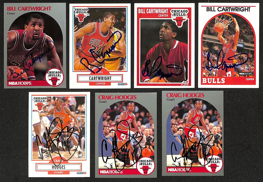 Lot of (39) Signed Jordan Era Bulls Cards- (7) Steve Kerr, Bill Wennington, (10) Dave Corzine, (10) John Paxson, Cliff Levingston, (3) Dennis Hopson, (4) Bill Cartwright, (3) Craig Hodges (Beckett...