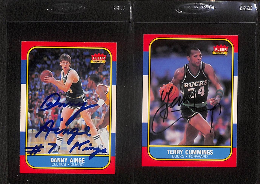 Lot of (7) Signed 1986-87 Fleer Basketball Cards- Danny Ainge, Terry Cummings, Wayne Cooper, Doc Rivers, Alvin Robinson, (2) Sidney Moncrief (Beckett BAS Reviewed)