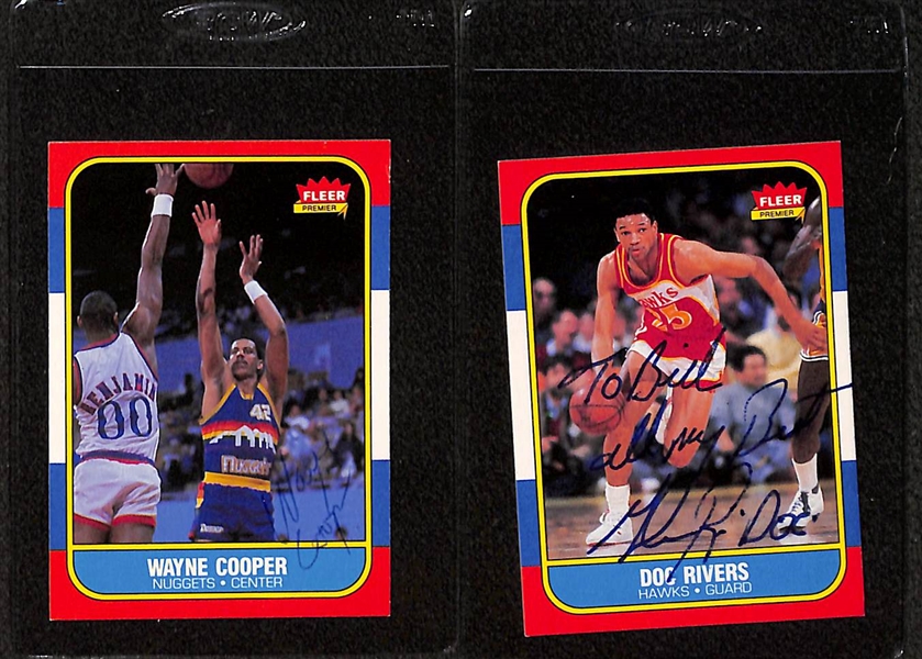 Lot of (7) Signed 1986-87 Fleer Basketball Cards- Danny Ainge, Terry Cummings, Wayne Cooper, Doc Rivers, Alvin Robinson, (2) Sidney Moncrief (Beckett BAS Reviewed)