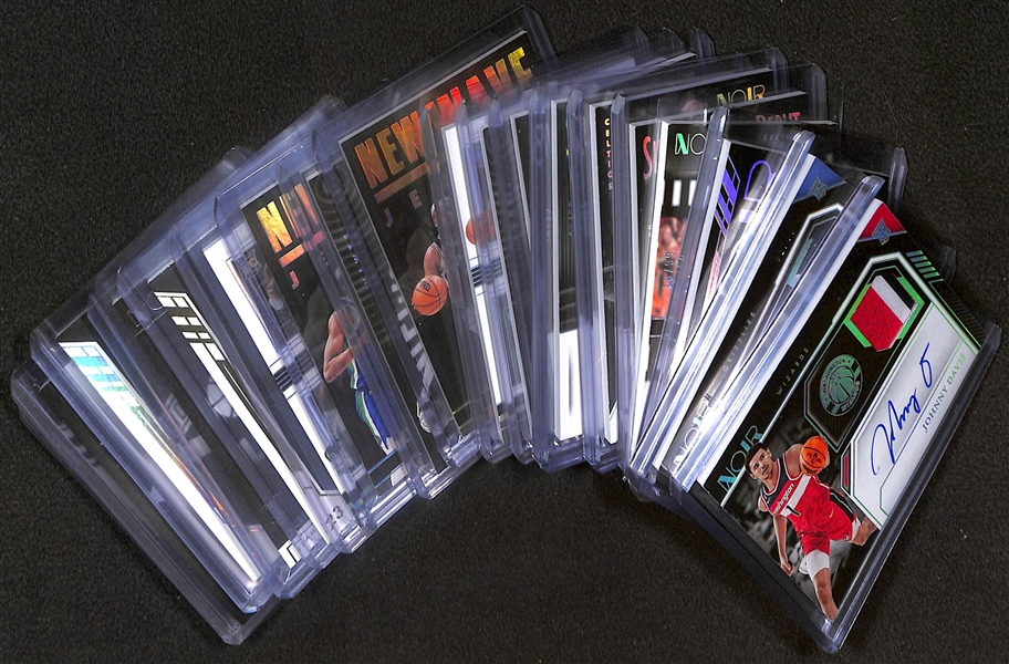 Lot of (20) 2022-23 Panini Noir Basketball Cards inc. Johnny Davis Rookie Patch Autograph (#/99), Kennedy Chandler Rookie Patch Autograph (#/99), +