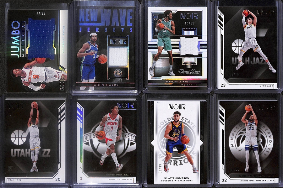 Lot of (20) 2022-23 Panini Noir Basketball Cards inc. Johnny Davis Rookie Patch Autograph (#/99), Kennedy Chandler Rookie Patch Autograph (#/99), +