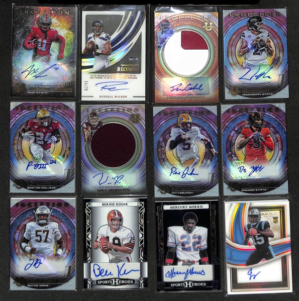 Lot of (21) Autograph + Jersey + Serial Numbered Football Cards inc. Jaxon Smith-Njigba Rookie Autograph (#/99), Russell Wilson Autograph (#/25), +