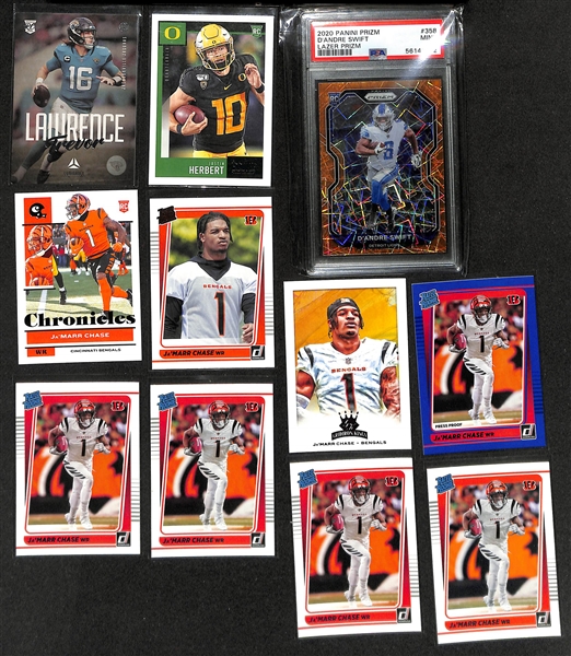 Lot of (43) Football Rookie Cards inc. Mosaic Tua Tagovailoa Red, Cerified Lamar Jackson Gold Team, Optic TJ Watt, Donruss TJ Watt, +