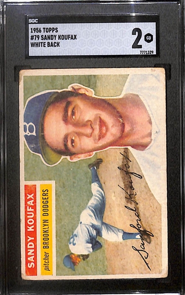 1956 Topps Sandy Koufax White Back Graded SGC 2