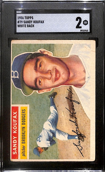 1956 Topps Sandy Koufax White Back Graded SGC 2