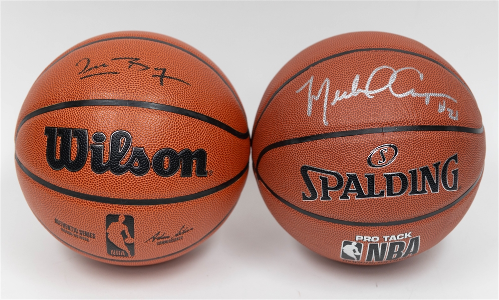 Lot of (2) Autographed/Signed Full Size Authentic Basketballs inc. Michael Cooper & Mugsey Bogues w. JSA COA!