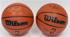 Lot of (2) Autographed/Signed Full Size Wilson NBA Authentic Series Basketballs inc. Paul Pierce & Larry Johnson w. JSA COA!