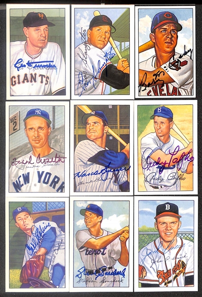 Lot of (37) Signed 1980s TCMA 1952 Bowman Cards inc. Leo Durocher, Enos Slaughter, Barney McCosky, Frank Crosetti, + (Beckett BAS Reviewed)