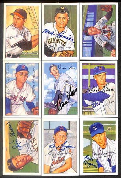 Lot of (37) Signed 1980s TCMA 1952 Bowman Cards inc. Leo Durocher, Enos Slaughter, Barney McCosky, Frank Crosetti, + (Beckett BAS Reviewed)