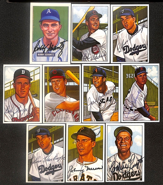 Lot of (37) Signed 1980s TCMA 1952 Bowman Cards inc. Leo Durocher, Enos Slaughter, Barney McCosky, Frank Crosetti, + (Beckett BAS Reviewed)