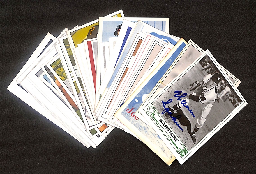 Lot of (43) Signed Old Timer Reprint Cards inc. Warren Spahn, Del Ennis, Joe Black, Enos Slaughter, + (Beckett BAS Reviewed)