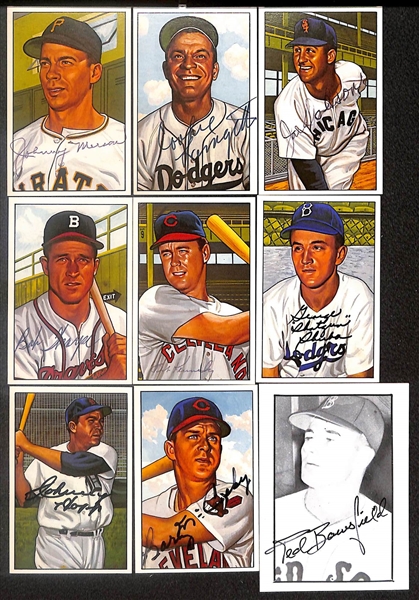 Lot of (43) Signed Old Timer Reprint Cards inc. Warren Spahn, Del Ennis, Joe Black, Enos Slaughter, + (Beckett BAS Reviewed)