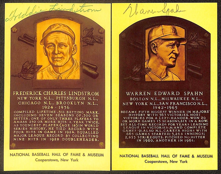 Lot of (9) Signed Hall of Fame Postcards inc. Charles Gehringer, (2) Lloyd Waner, Stan Musial, Joe Cronin, + (Beckett BAS Reviewed)