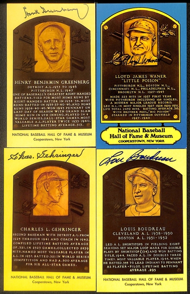 Lot of (12) Signed Hall of Fame Postcards inc. Hank Greenberg, Lloyd Waner, Ethan Gehringer, (2) Lou Boudreau, + (Beckett BAS Reviewed)