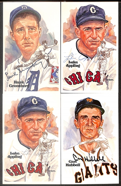 Lot of (11) Signed Hall of Fame Postcards inc. Hank Greenberg, (2) Luke Appling, Carl Hubbell, Billy Herman, + (Beckett BAS Reviewed)