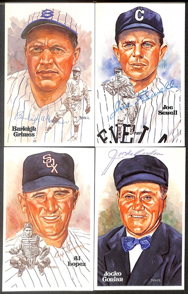 Lot of (11) Signed Hall of Fame Postcards inc. Charlie Gehringer, Al Kaline, Lou Boudreau, Warren Spahn, + (Beckett BAS Reviewed)