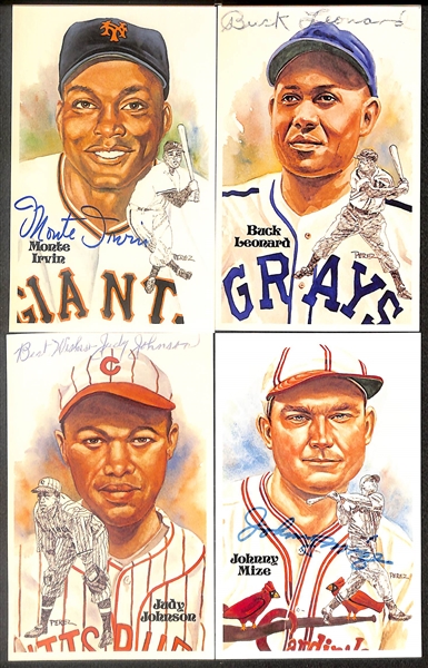 Lot of (11) Signed Hall of Fame Postcards inc. Monte Irvin, Buck Leonard, Judy Johnson, Johnny Mize, + (Beckett BAS Reviewed)