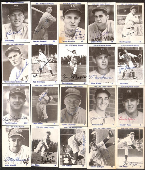 Lot of (20) Signed TCMA Yankee Dynasty Cards inc. Bill Dickey, Frankie Crosetti, Tommy Henrich, Charlie Keller, + (Beckett BAS Reviewed)