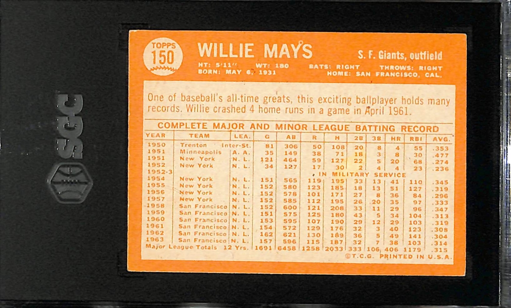 1964 Topps Willie Mays Graded SGC 5