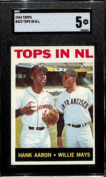 1964 Topps Tops In NL (Hank Aaron/Willie Mays) Graded SGC 5