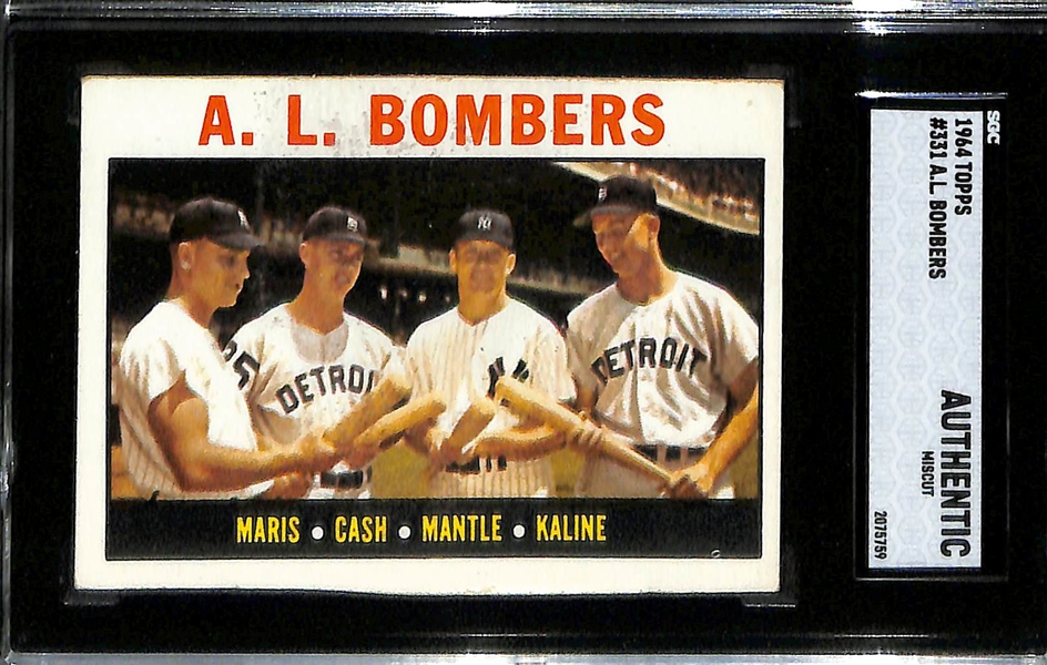 Lot of (3) SGC Graded 1964 Topps AL Bombers (Roger Marris/Norm Cash/Mickey Mantle/Al Kaline) Cards- (2) SGC 4.5, SGC Authentic