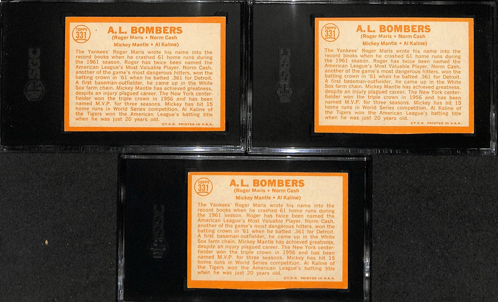 Lot of (3) SGC Graded 1964 Topps AL Bombers (Roger Marris/Norm Cash/Mickey Mantle/Al Kaline) Cards- (2) SGC 4.5, SGC Authentic