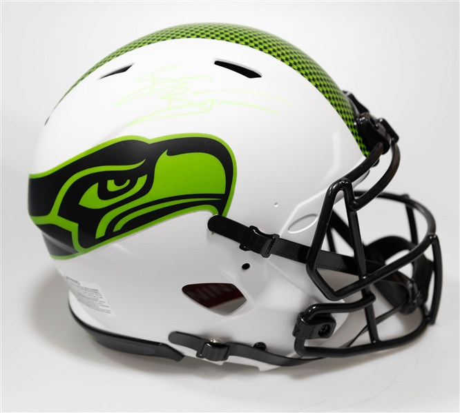 Brian Bosworth Autographed/Signed Full Size Seattle Seahawks Lunar Full Size Speed Replica Helmet - Beckett/BAS Witnessed Sticker of Authenticity!