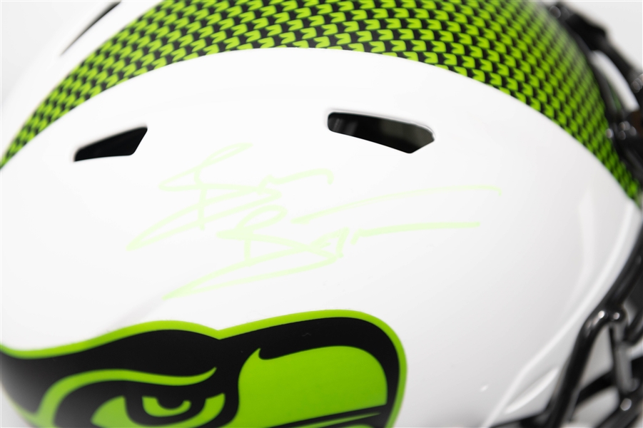 Brian Bosworth Autographed/Signed Full Size Seattle Seahawks Lunar Full Size Speed Replica Helmet - Beckett/BAS Witnessed Sticker of Authenticity!