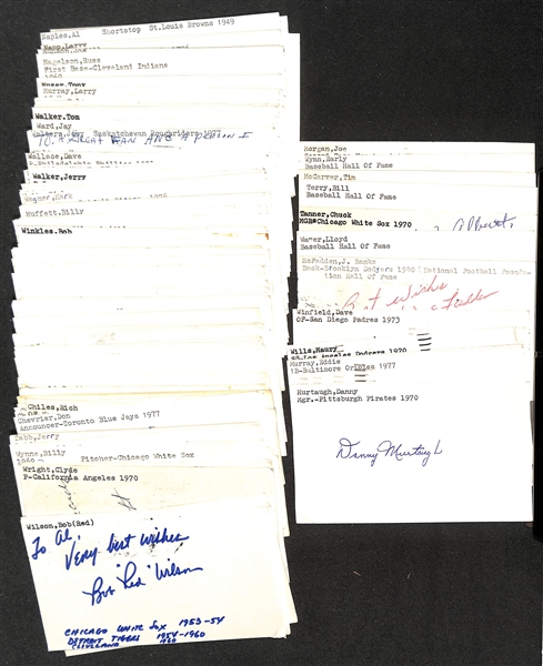 Lot of (200+) Signed Mostly Baseball Index Cards inc. Banks McFadden, Willie McCovey, Lloyd Waner, Chuck Tanner, Bill Terry, + (Beckett BAS Reviewed)