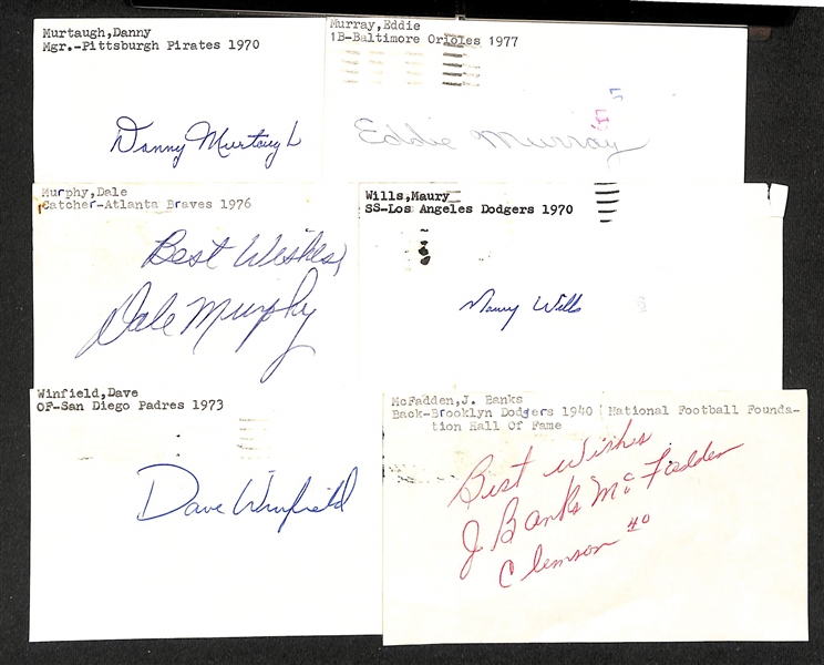 Lot of (200+) Signed Mostly Baseball Index Cards inc. Banks McFadden, Willie McCovey, Lloyd Waner, Chuck Tanner, Bill Terry, + (Beckett BAS Reviewed)