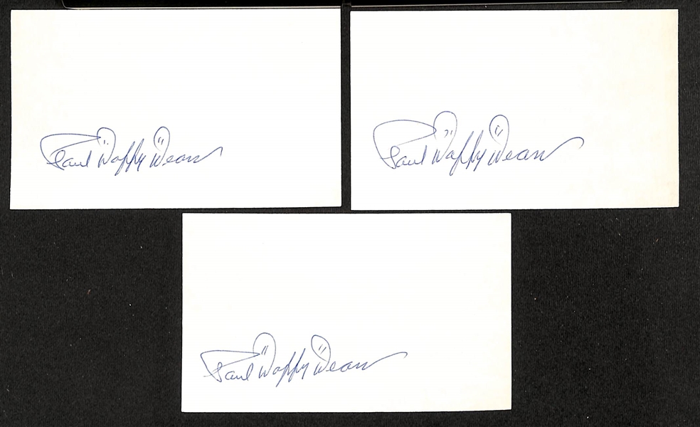 Lot of (5) Signed Index Cards- Dizzy Dean, (4) Daffy Dean - (Beckett BAS Reviewed)