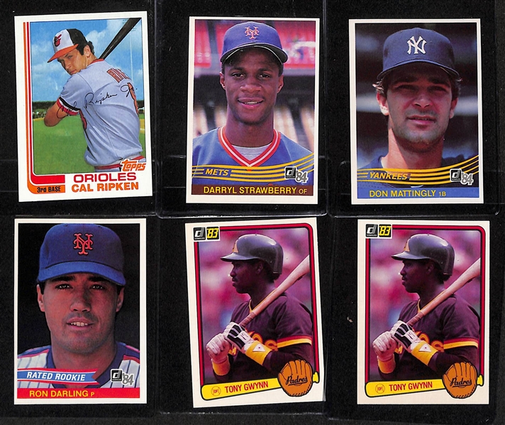 1982 Topps Traded Complete Set w/ Cal Ripken Jr Rookie Card + (10) Baseball Rookie Cards- 1984 Donruss Darryl Strawberry, 1984 Donruss Don Mattingly, +