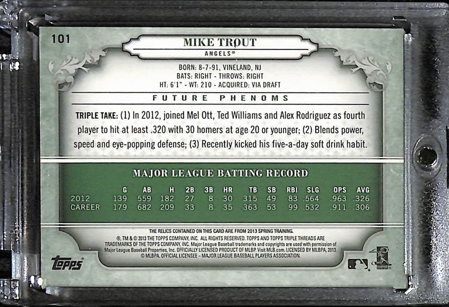 2013 Topps Triple Threads Mike Trout Patch Autograph Future Phenoms (#/50)