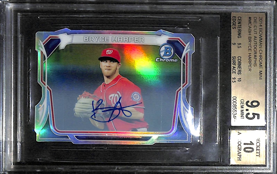 2014 Bowman Chrome Mini Bryce Harper Autograph Die Cut Graded BGS 9.5 (10 Auto) (#/10)