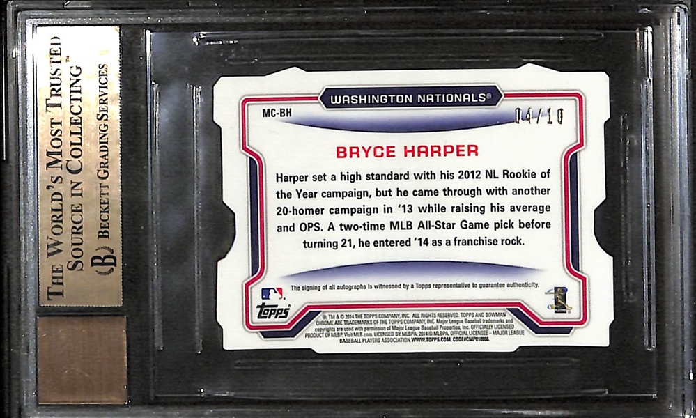 2014 Bowman Chrome Mini Bryce Harper Autograph Die Cut Graded BGS 9.5 (10 Auto) (#/10)