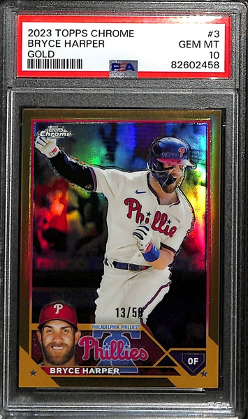 2023 Topps Chrome Bryce Harper Gold Refractor Graded PSA 10 (#/50)