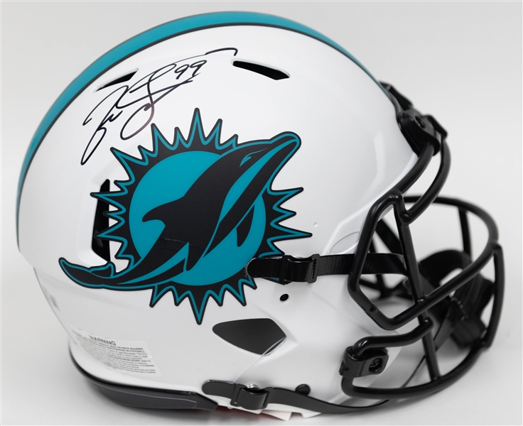 Jason Taylor Autographed/Signed Full Size Miami Dolphin Lunur Authentic Helmet - Beckett/BAS Witnessed Sticker of Authenticity!